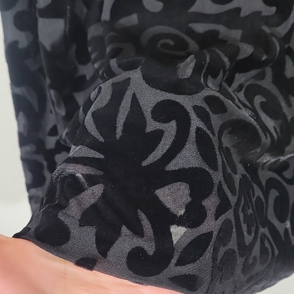 Vintage Y2K Burnout Velvet Midi Skirt Size L Black Witchy Whimsigoth Vamp 90s - Picture 4 of 12